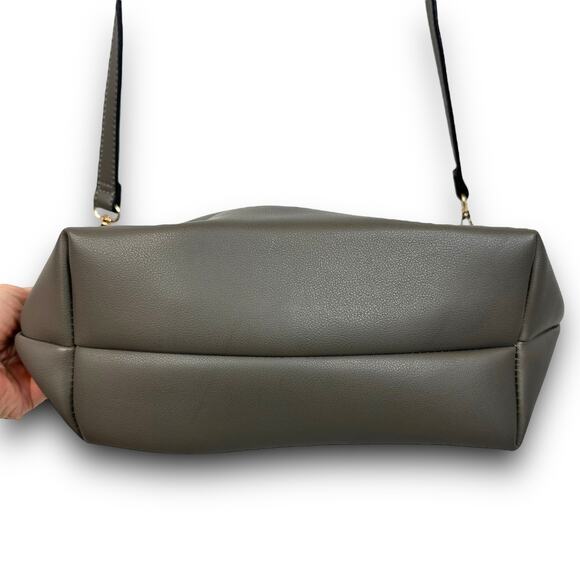 Espe Vegan Leather Crossbody Bag Adjustable Strap Gold Tone Hardware Gray Taupe - Picture 4 of 6